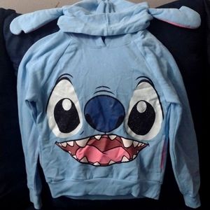 Girls Hooded Stitch Sweater, Light blue and pink, Size M(7/8)